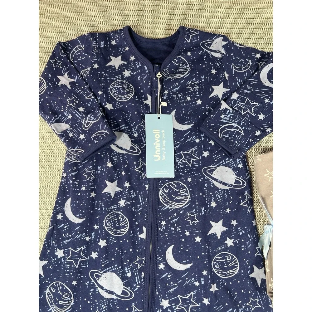 Unnivoll Baby Sleep Sack 6-12 Months Long Sleeve 100% Cotton Blue/Grey